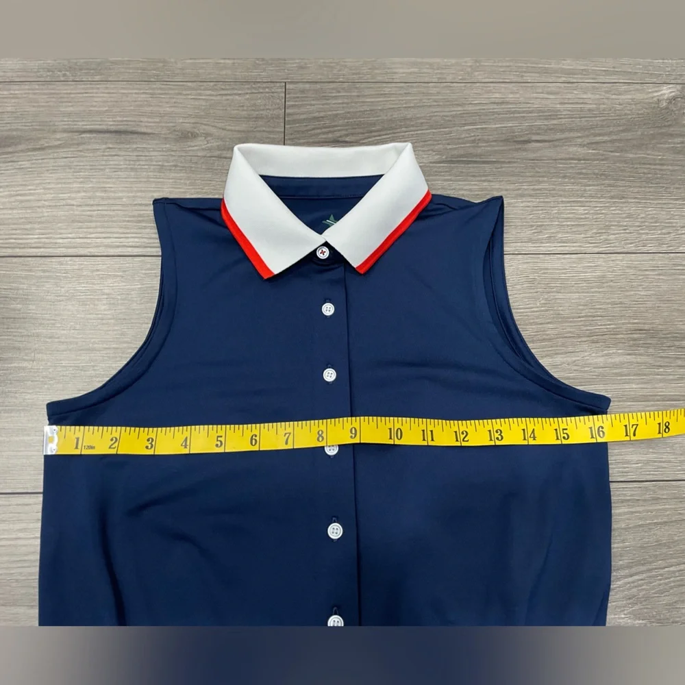 Tuckernuck Sport Navy Sleeveless Polo Preppy Alcott‎ Golf Dress Size L FLAW READ